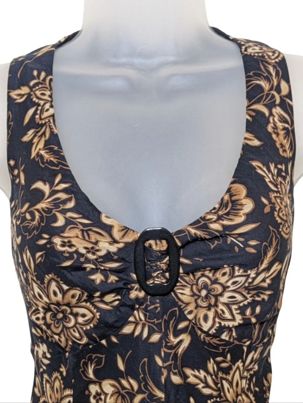 Jones New York | Black Cream  Brown Floral Tank Dress | Y2K | Bohemian | Chic |